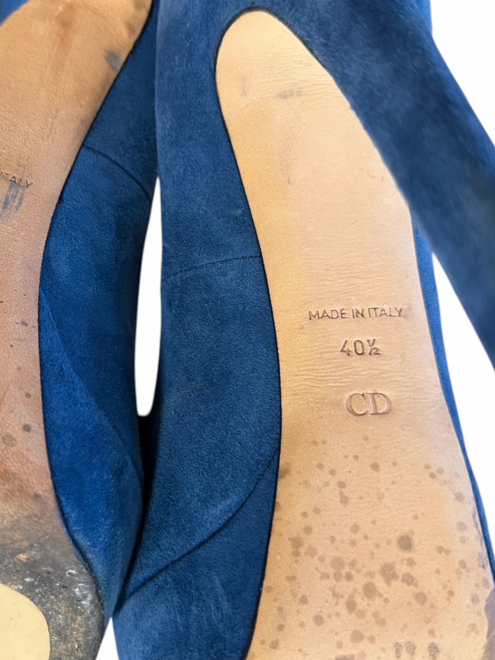 ๐ Christian Dior Blue Suede Pumps Heels Classic Designer Size 40.5 10 Round Toe - Picture 7 of 7